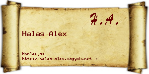 Halas Alex névjegykártya